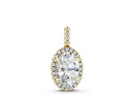 Yellow gold Oval Halo Diamond Pendant with Prong Setting