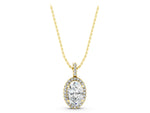 Yellow gold Oval Halo Diamond Pendant with Prong Setting_1