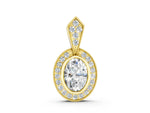 Yellow gold Oval Halo Pavé Diamond Pendant