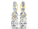 Yellow gold Oval, Marquise and Round Diamond Huggie Drop Earrings