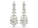 Yellow gold Oval, Pear, Marquise and Round Diamond Floral Cascade Drop Earrings