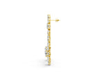 Yellow gold Oval, Pear, Marquise and Round Diamond Floral Cascade Drop Earrings_1