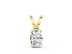 Yellow gold Oval Solitaire Diamond Prong Pendant