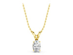 Yellow gold Oval Solitaire Diamond Prong Pendant_1