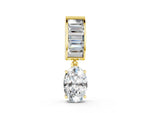 Yellow gold Oval and Baguette Diamond Drop Pendant