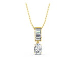 Yellow gold Oval and Baguette Diamond Drop Pendant_1