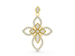 Yellow gold Pavé Marquise Diamond Cross Pendant