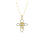 Yellow gold Pavé Marquise Diamond Cross Pendant_1