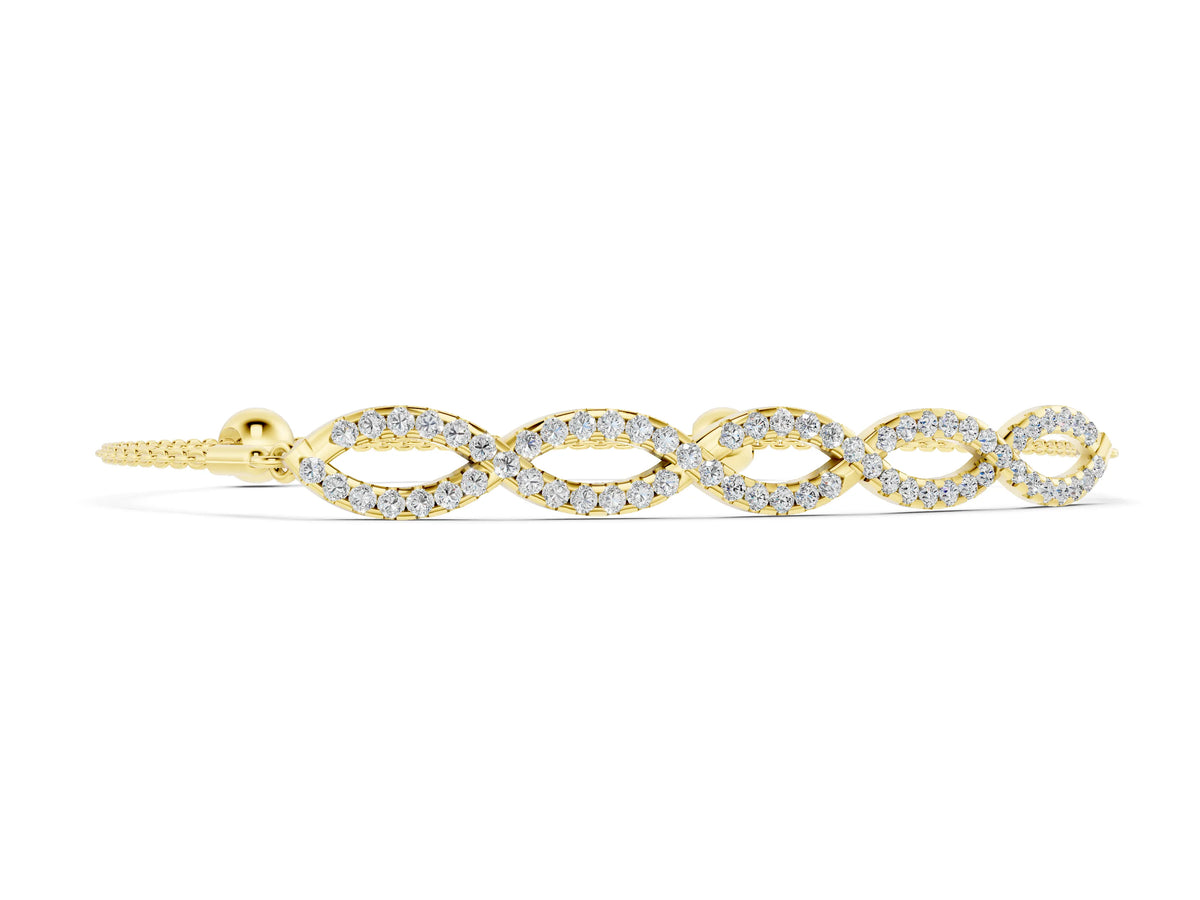 Yellow gold Pavé Marquise Infinity Chain Bracelet with Bezel Prong Setting