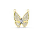 Yellow gold Pavé Oval Prong Butterfly Pendant