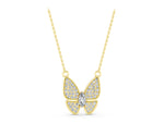 Yellow gold Pavé Oval Prong Butterfly Pendant_1