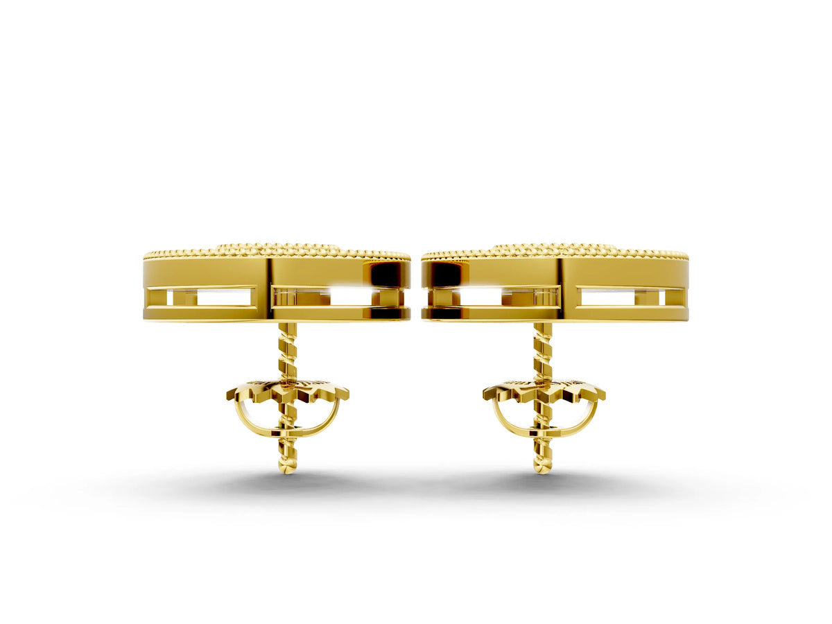 Yellow gold Pavé Pear-Shaped Halo Stud Earrings with Milgrain Detailing
