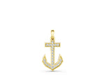 Yellow gold Pavé Round Diamond Anchor Pendant with Four-Prong Setting
