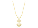 Yellow gold Pavé Round Diamond Anchor Pendant with Four-Prong Setting_1