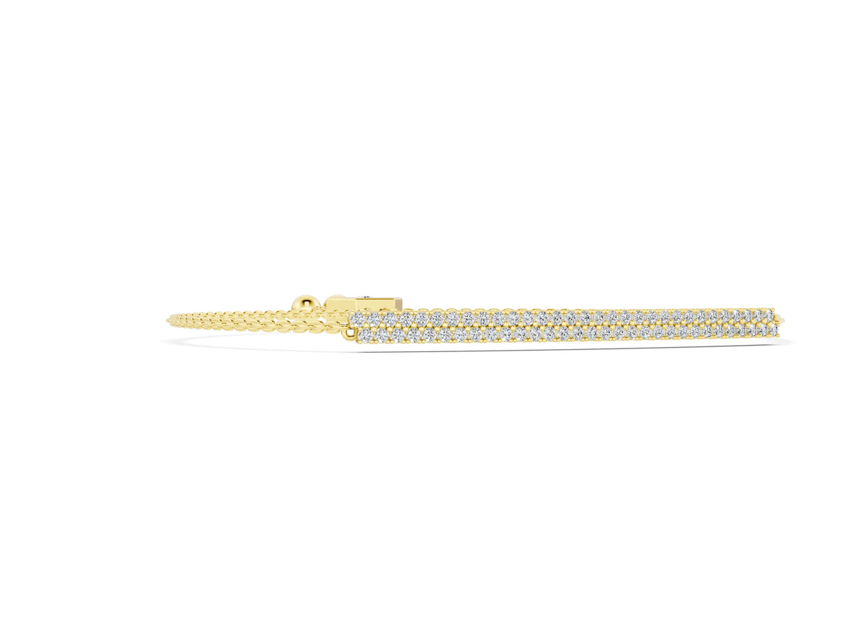 Yellow gold Pavé Round Diamond Box Chain Slider Bracelet