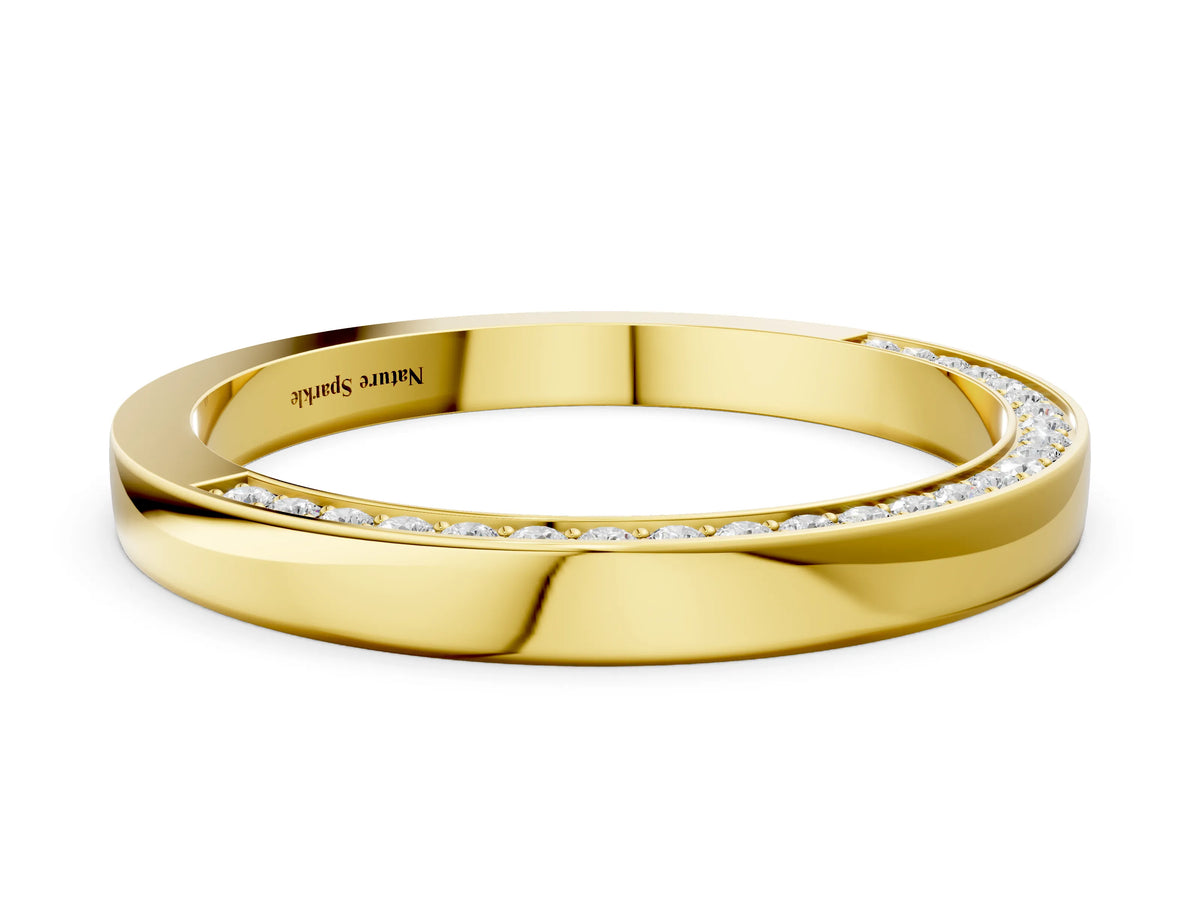 Yellow gold Pavé Round Diamond Channel Set Band