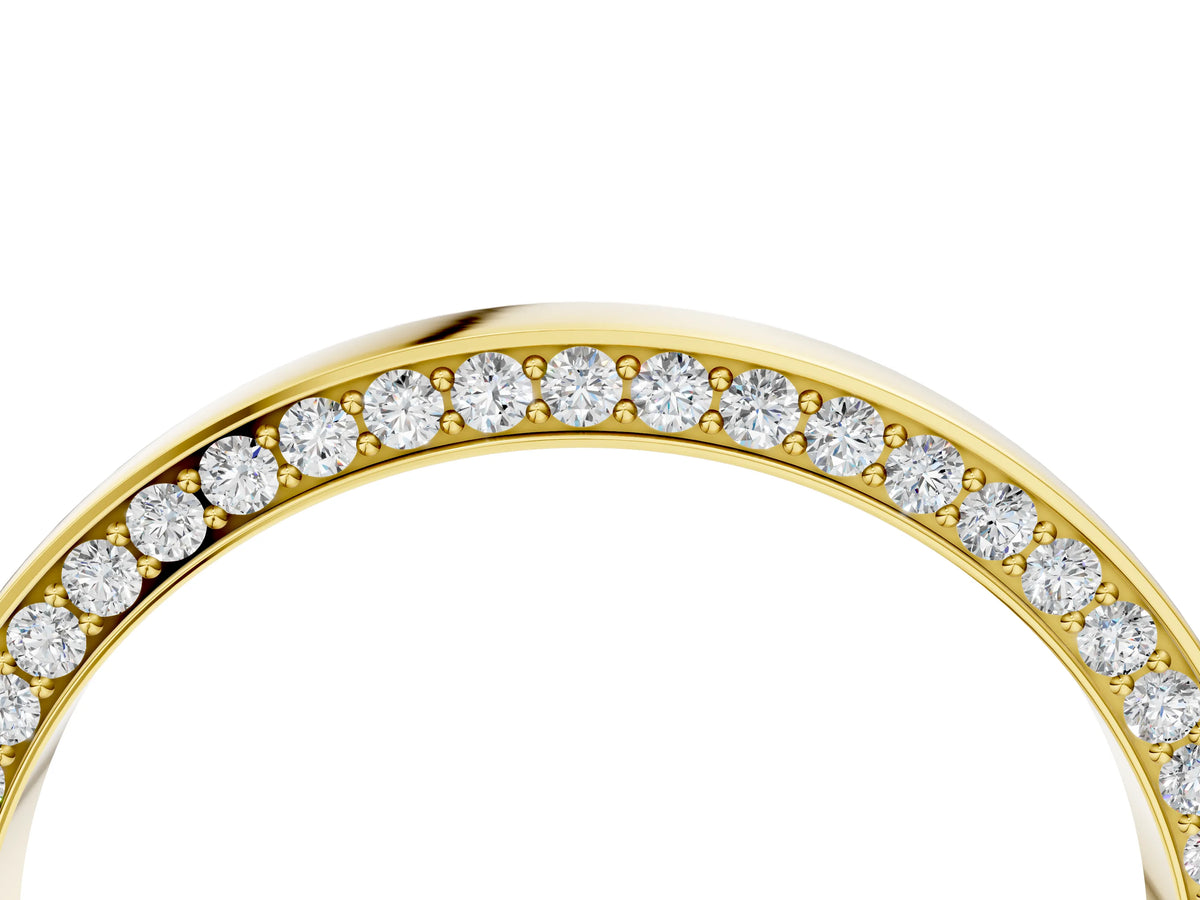 Yellow gold Pavé Round Diamond Channel Set Band_4