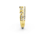 Yellow gold Pavé Round Diamond Channel Set Dual Band with Prong Setting_2