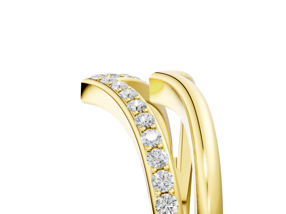 Yellow gold Pavé Round Diamond Chevron Band with Channel Setting_5
