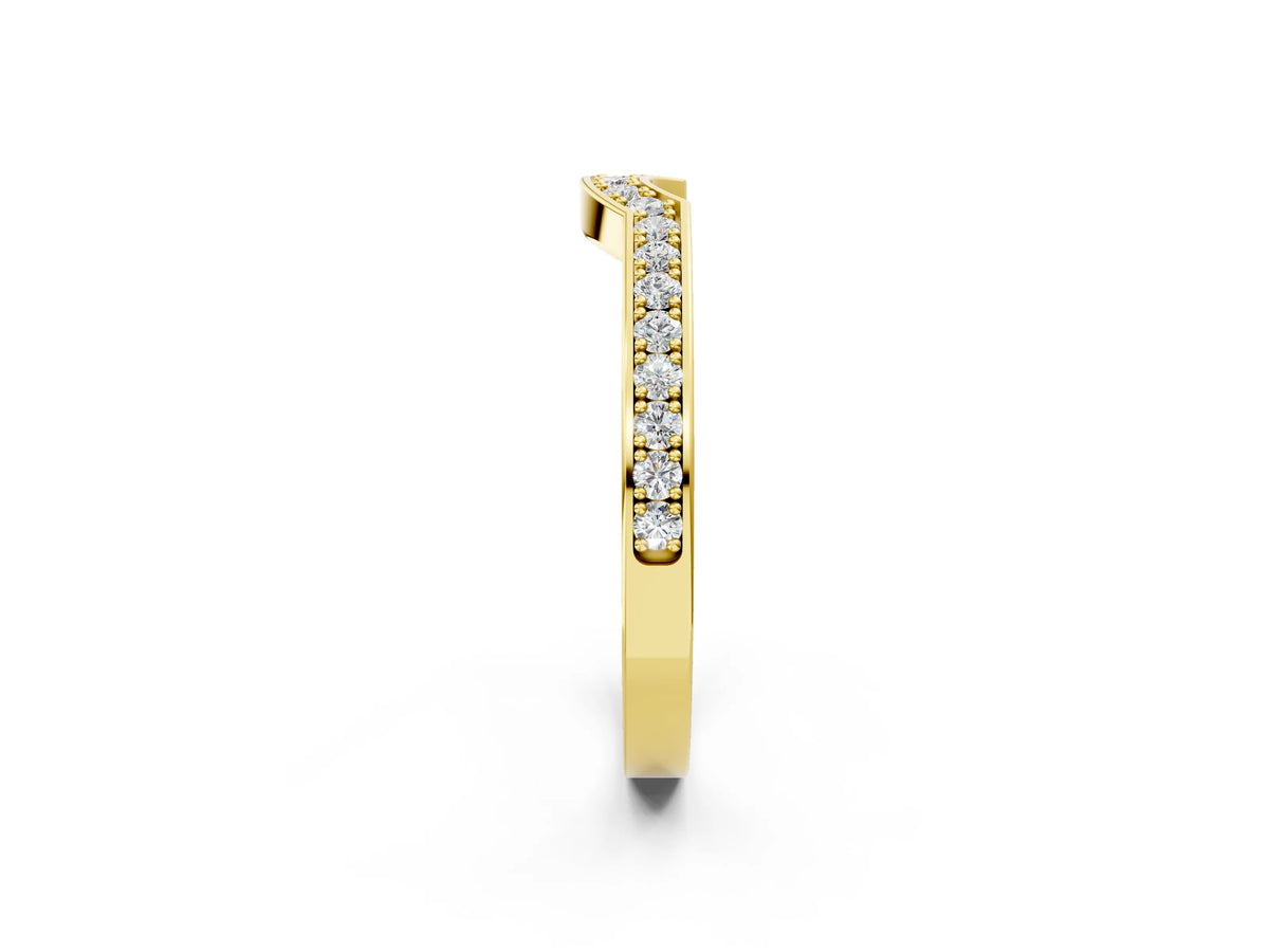 Yellow gold Pavé Round Diamond Contour Band with Channel Setting_2