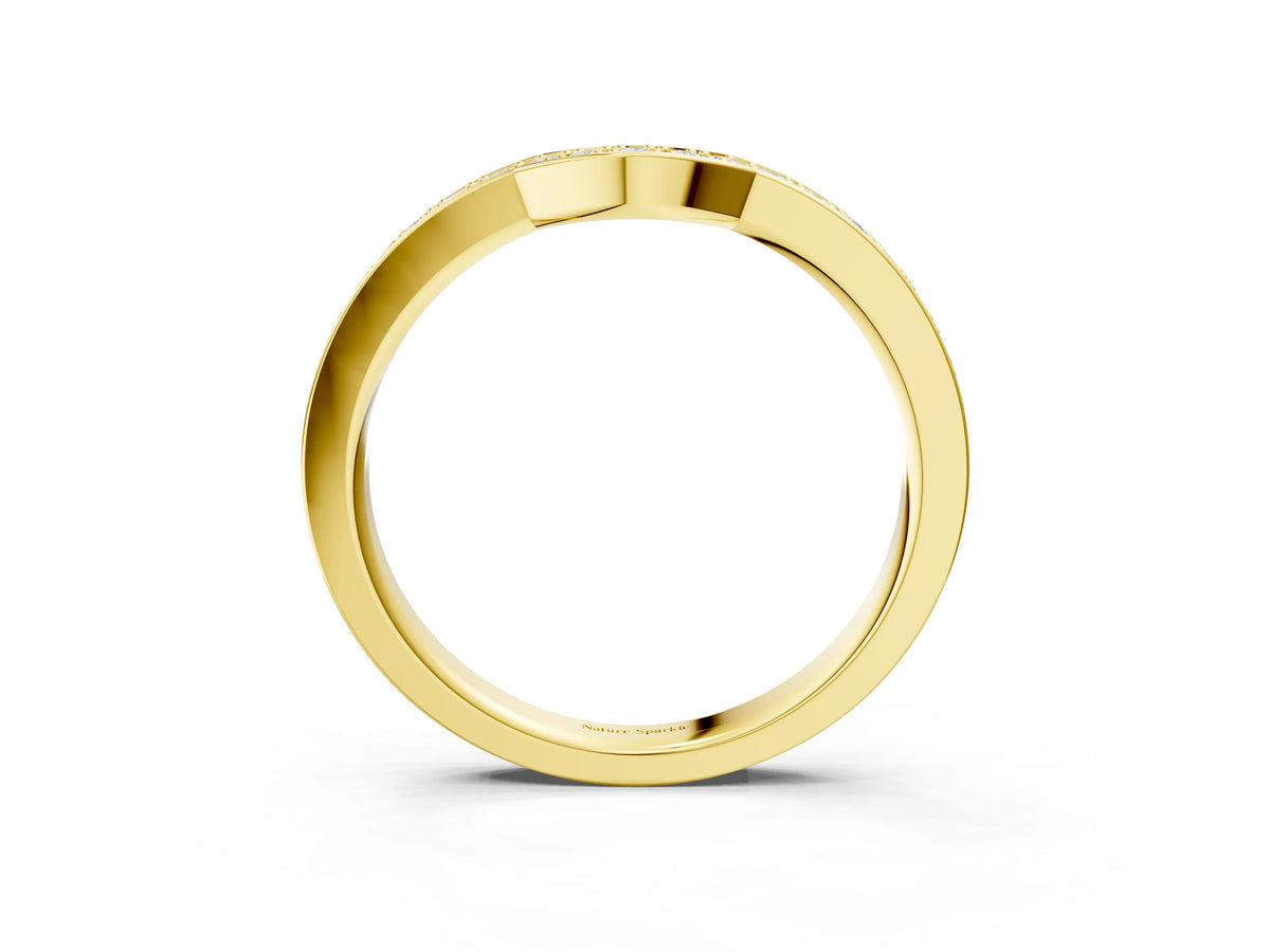 Yellow gold Pavé Round Diamond Contour Band with Channel Setting_3