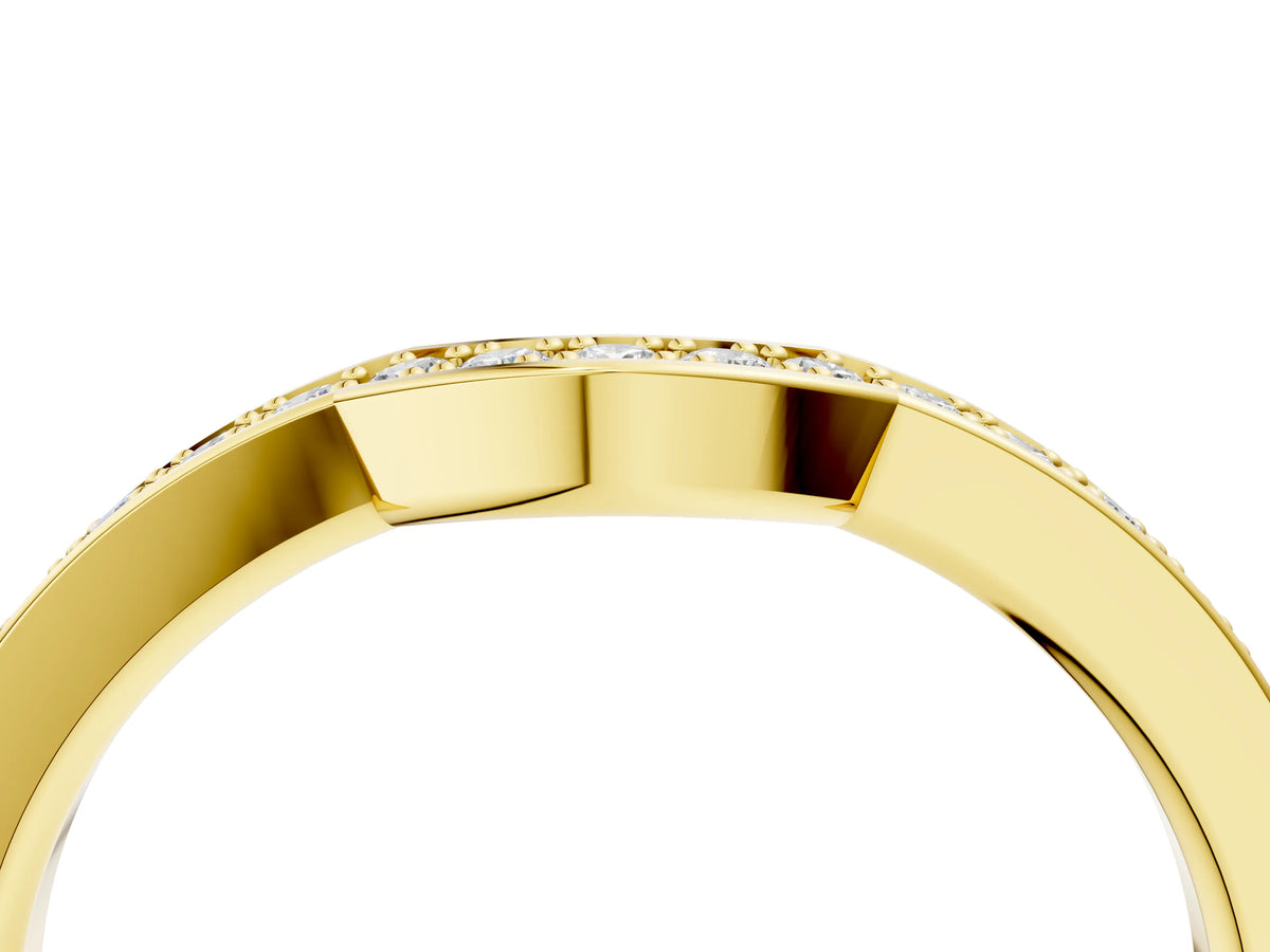 Yellow gold Pavé Round Diamond Contour Band with Channel Setting_4