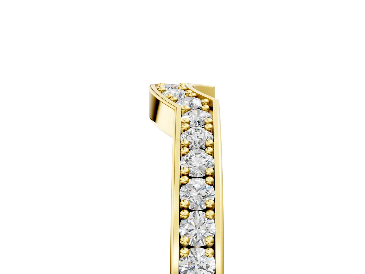 Yellow gold Pavé Round Diamond Contour Band with Channel Setting_5