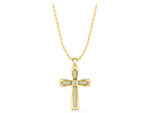 Yellow gold Pavé Round Diamond Cross Pendant with Bezel Setting_1