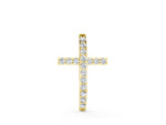 Yellow gold Pavé Round Diamond Cross Pendant with Prong Setting