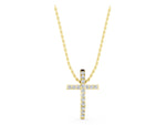 Yellow gold Pavé Round Diamond Cross Pendant with Prong Setting_1