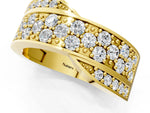 Yellow gold Pavé Round Diamond Crossover Band with Bead Prong Setting_1
