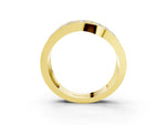 Yellow gold Pavé Round Diamond Crossover Band with Bead Prong Setting_3