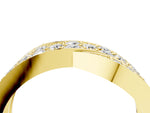 Yellow gold Pavé Round Diamond Crossover Band with Bead Prong Setting_4
