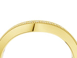 Yellow gold Pavé Round Diamond Curved Band with Milgrain Edge_4