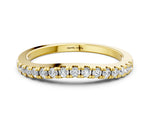 Yellow gold Pavé Round Diamond Curved Band with Shared Prong Setting
