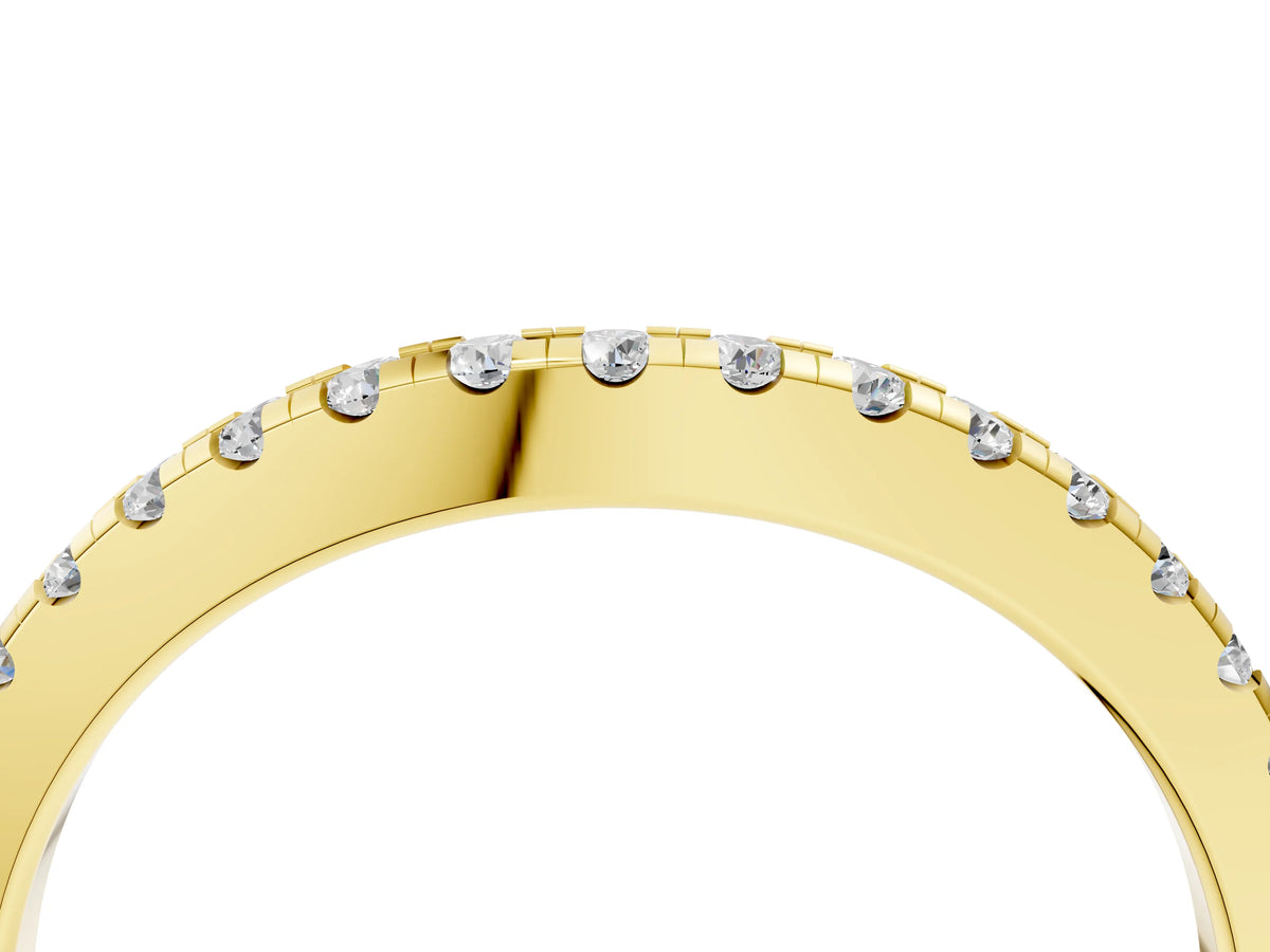 Yellow gold Pavé Round Diamond Curved Band with Shared Prong Setting_4