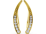Yellow gold Pavé Round Diamond Curved Bar Earrings