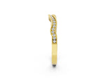 Yellow gold Pavé Round Diamond Curved Milgrain Band_2