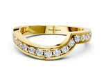 Yellow gold Pavé Round Diamond Curved Wedding Band with Channel Setting