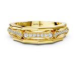 Yellow gold Pavé Round Diamond Eternity Band with Bar Prong Setting