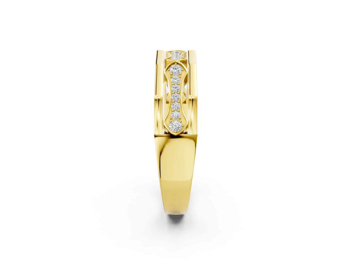 Yellow gold Pavé Round Diamond Eternity Band with Bar Prong Setting_2