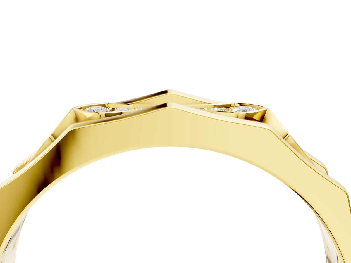 Yellow gold Pavé Round Diamond Eternity Band with Bar Prong Setting_4