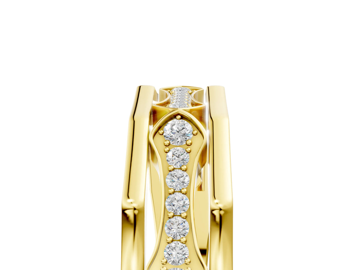 Yellow gold Pavé Round Diamond Eternity Band with Bar Prong Setting_5