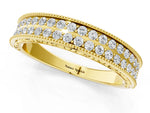 Yellow gold Pavé Round Diamond Eternity Band with Milgrain Edge_1