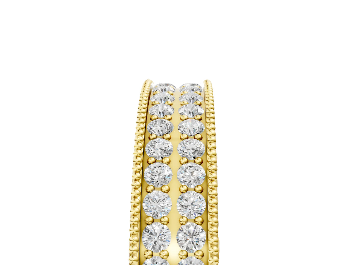 Yellow gold Pavé Round Diamond Eternity Band with Milgrain Edge_5