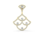Yellow gold Pavé Round Diamond Fan Prong Pendant