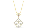 Yellow gold Pavé Round Diamond Fan Prong Pendant_1