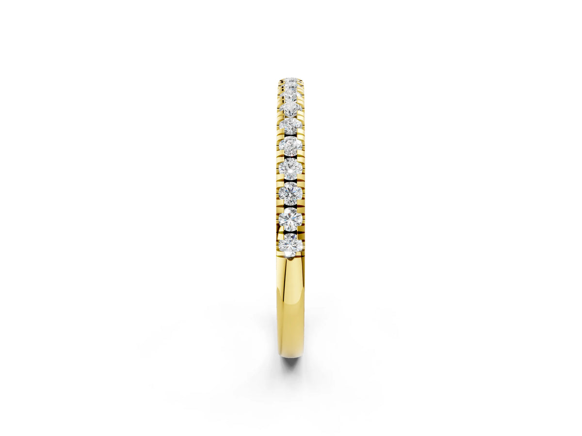 Yellow gold Pavé Round Diamond Half Eternity Band with Shared Prong Setting_2