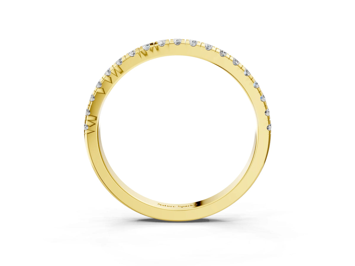 Yellow gold Pavé Round Diamond Half Eternity Band with Shared Prong Setting_3