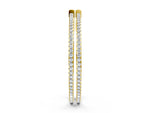 Yellow gold Pavé Round Diamond Hoop Earrings with Hinged Snap Closure